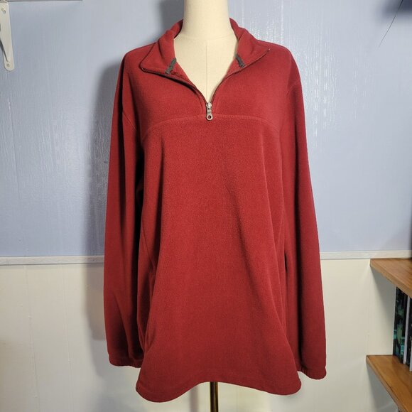 Croft & Barrow Men's Large Red Quarter Zip Longsleeve Lightweight Fleece Jacket - Picture 1 of 9